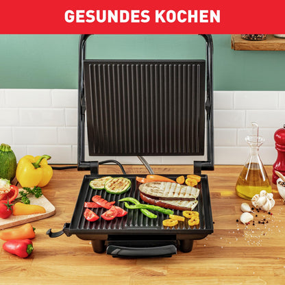 Elektrogrill & Sandwichtoaster – Antihaft, 2000W, Edelstahl/Schwarz